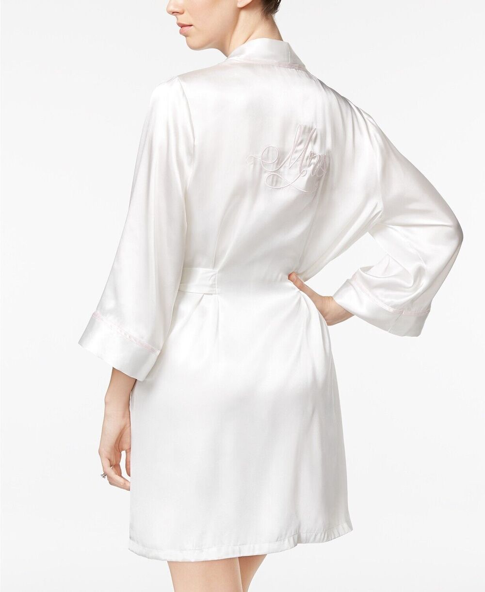 Linea Donatella 'Mrs' Embroidered Robe/Slip 2 Piece Set in Ivory Size XL NWTs